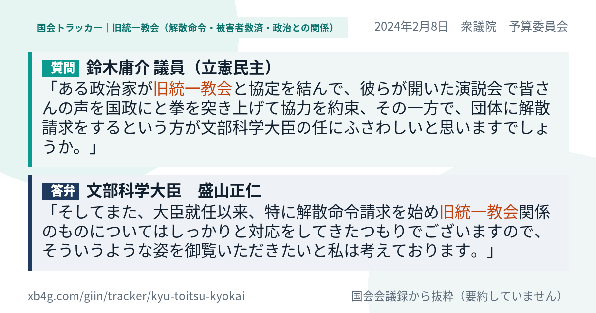 質問と答弁のカード