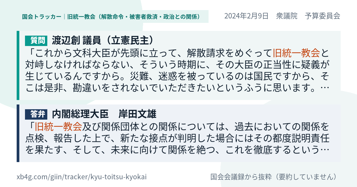 質問と答弁のカード