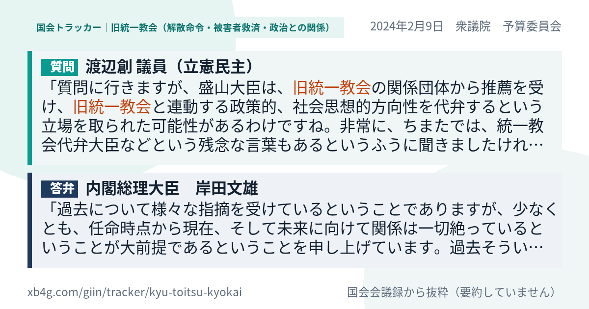 質問と答弁のカード