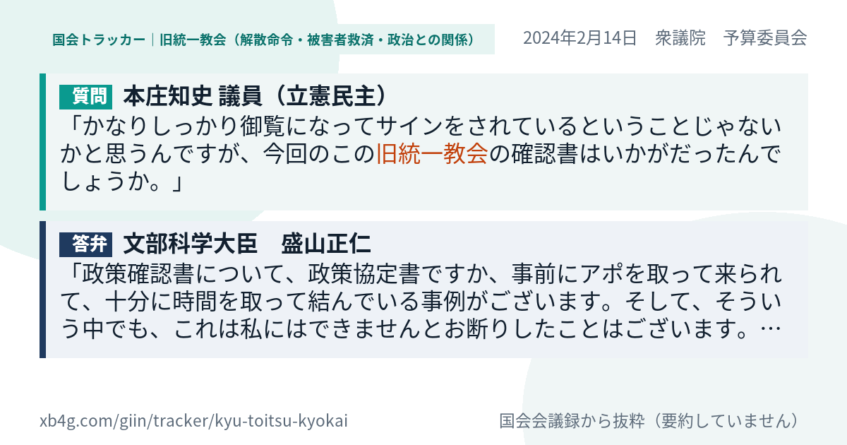 質問と答弁のカード
