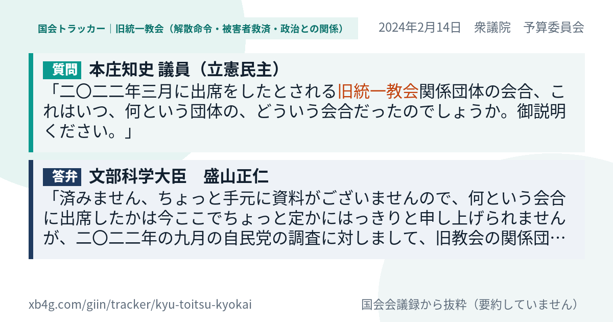 質問と答弁のカード