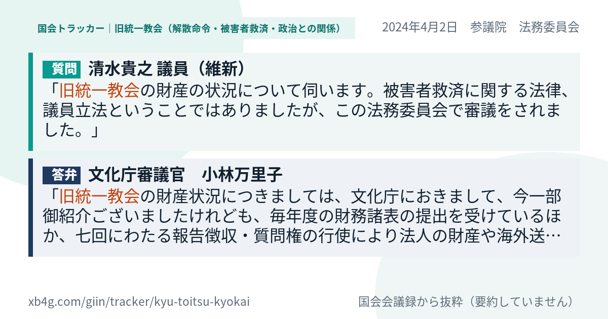 質問と答弁のカード