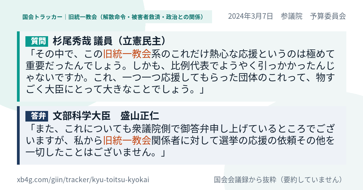 質問と答弁のカード