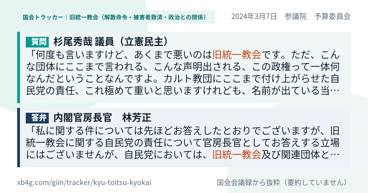 質問と答弁のカード