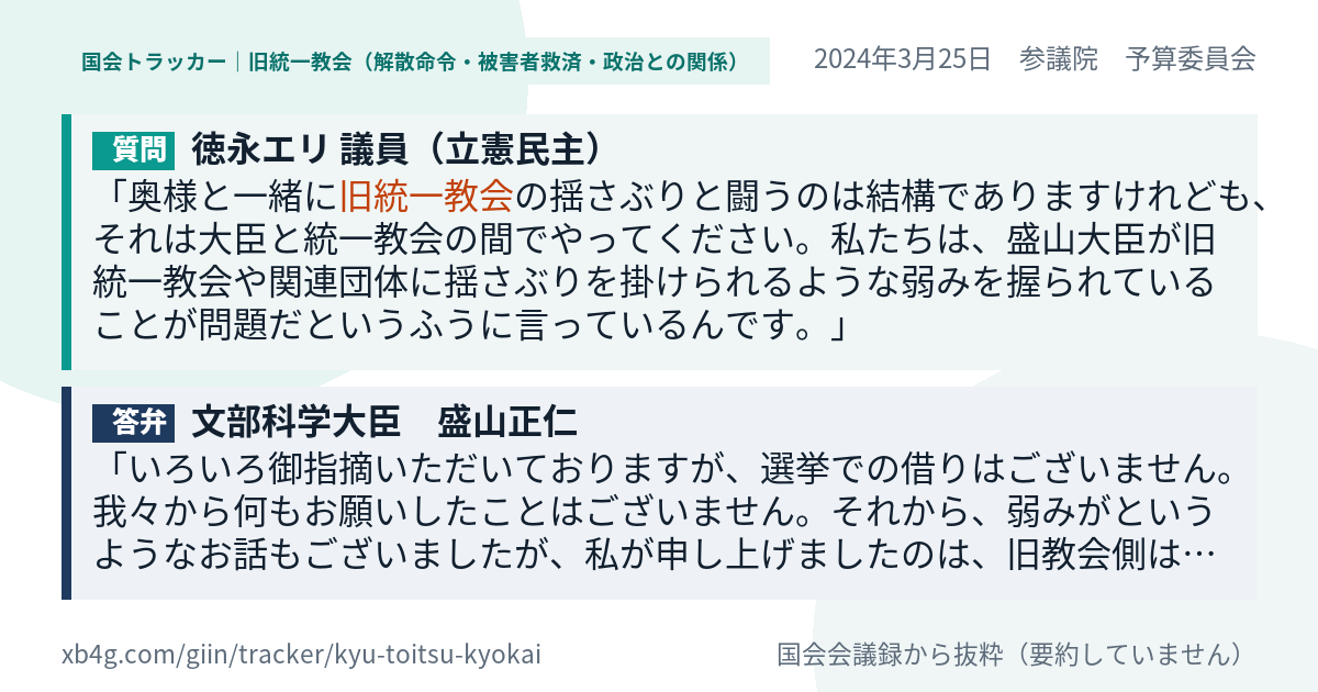 質問と答弁のカード