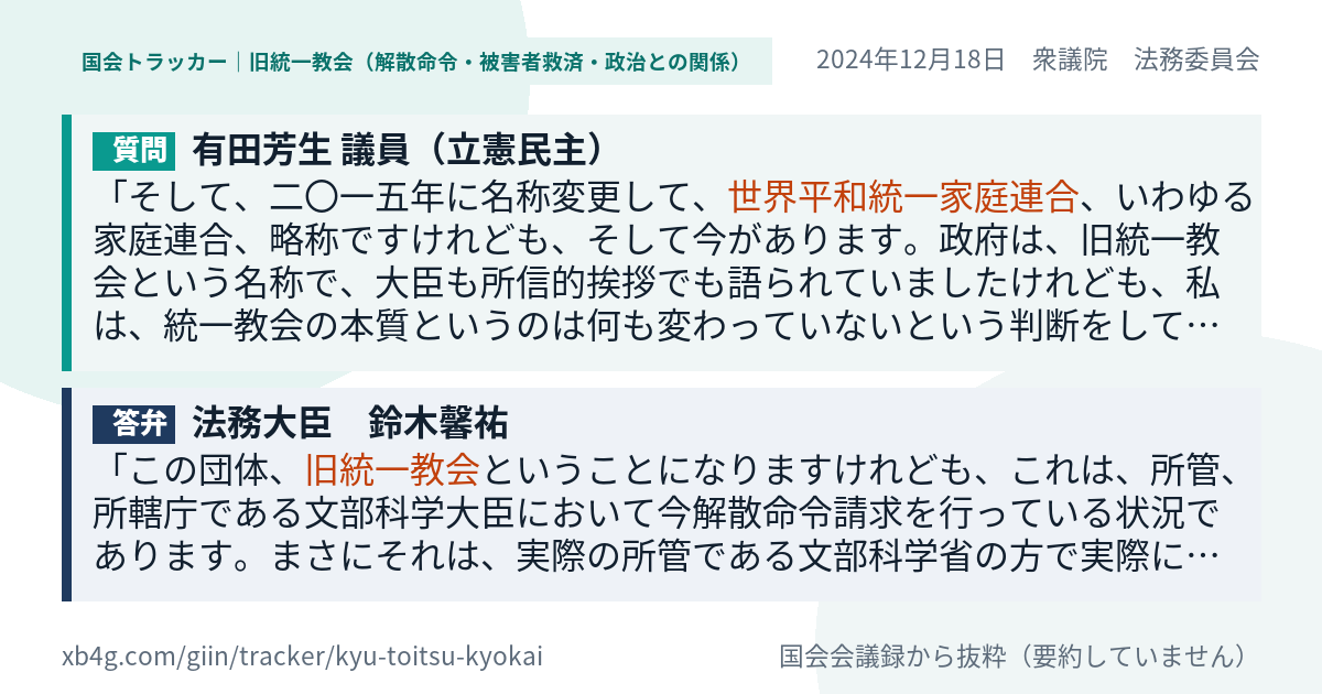 質問と答弁のカード