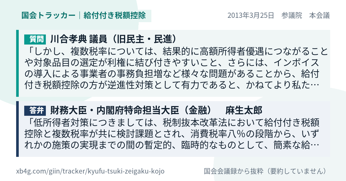 質問と答弁のカード