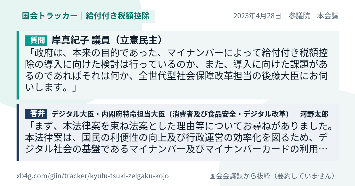 質問と答弁のカード