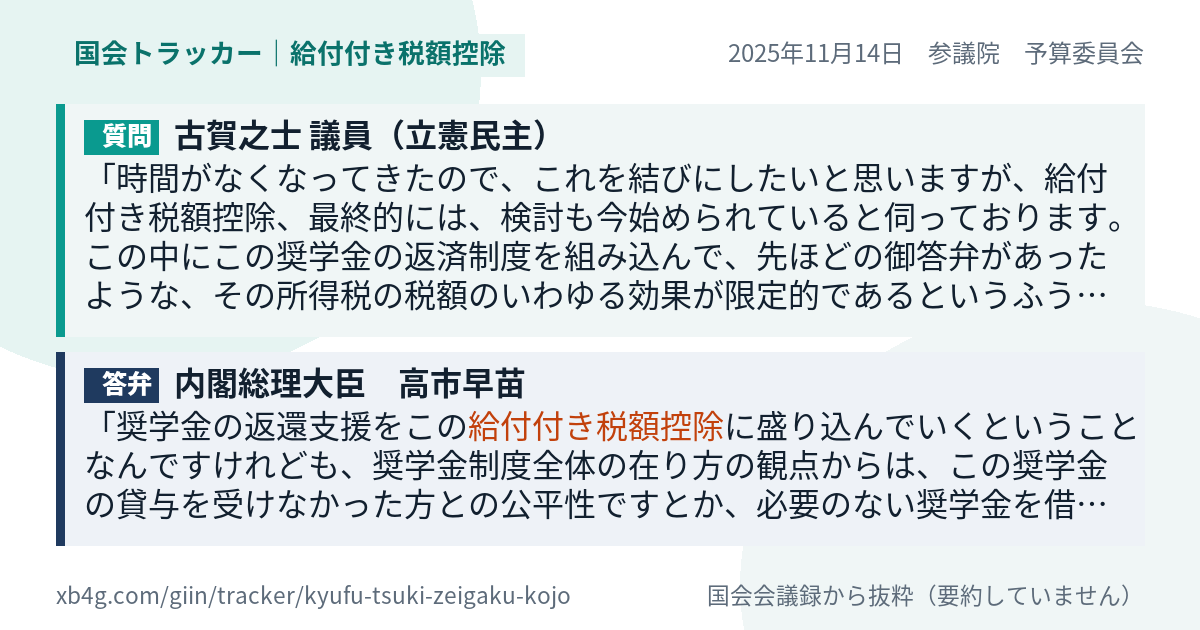 質問と答弁のカード