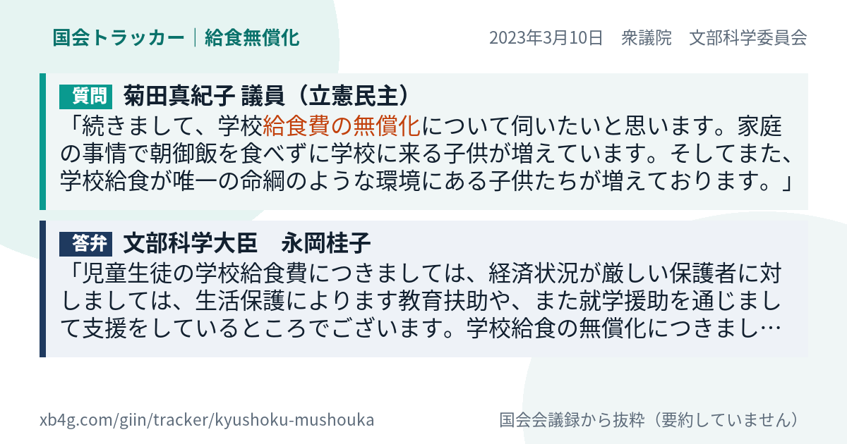 質問と答弁のカード