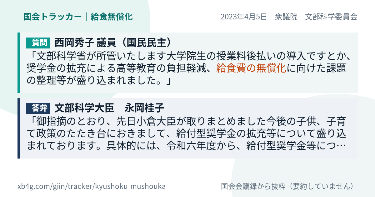 質問と答弁のカード