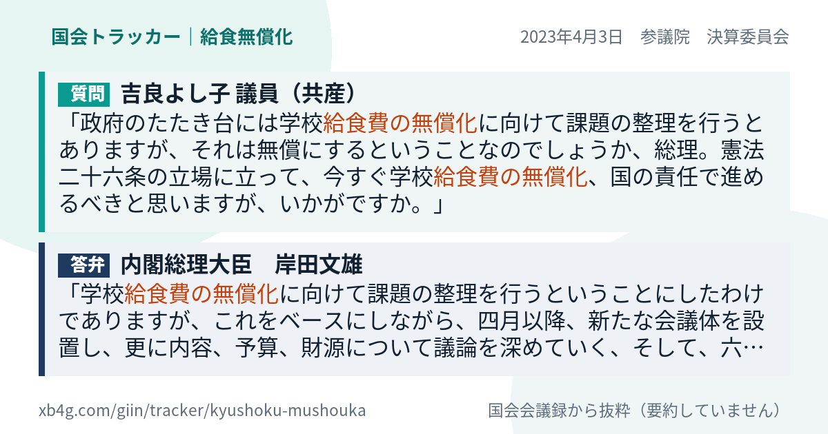 質問と答弁のカード
