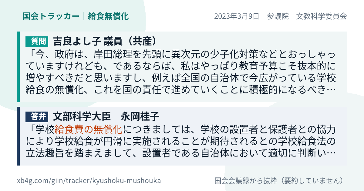 質問と答弁のカード