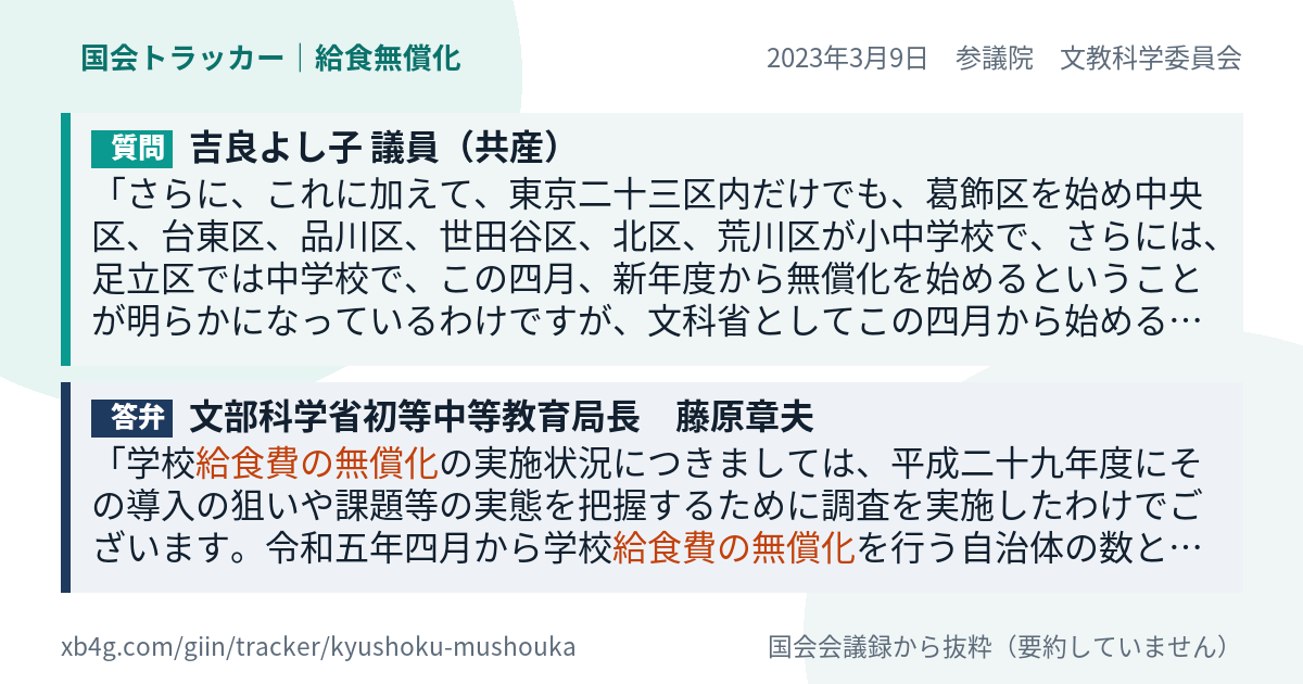 質問と答弁のカード