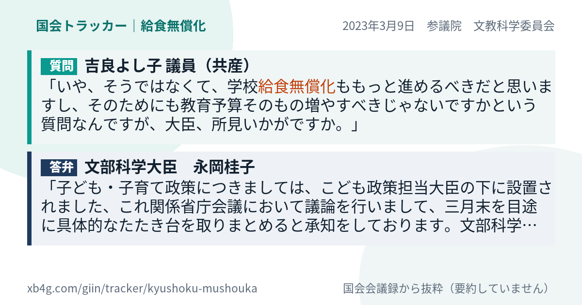 質問と答弁のカード