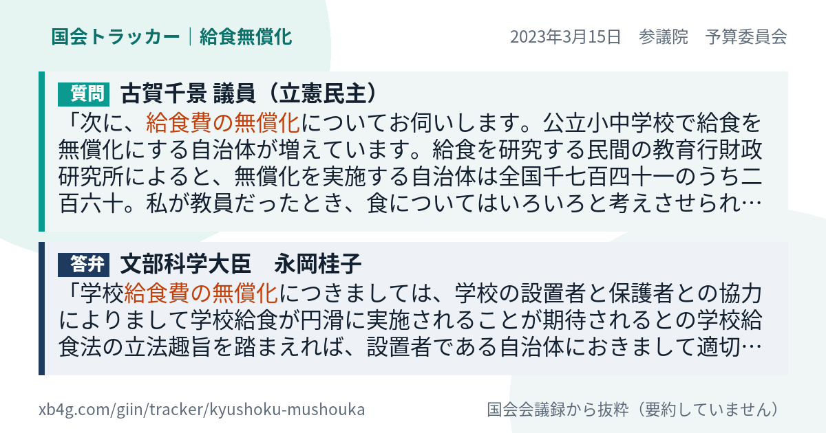 質問と答弁のカード