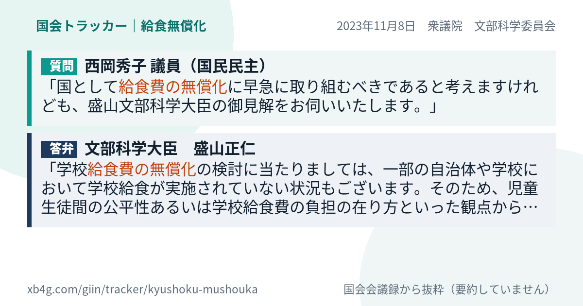 質問と答弁のカード