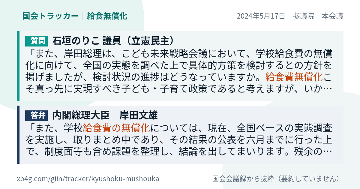質問と答弁のカード
