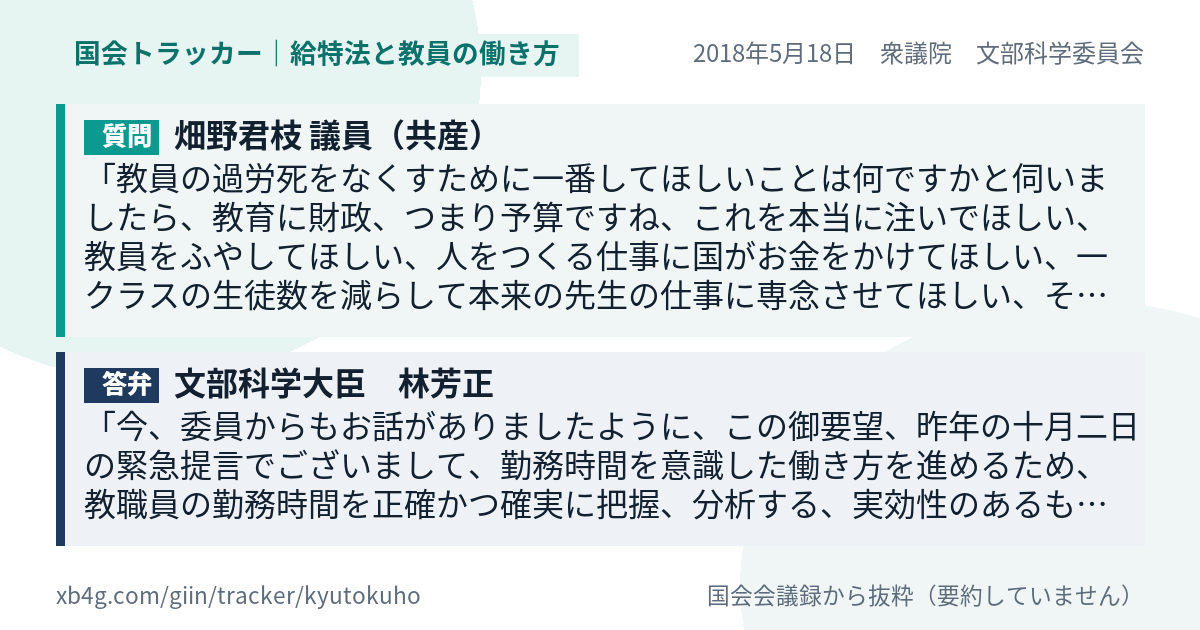 質問と答弁のカード