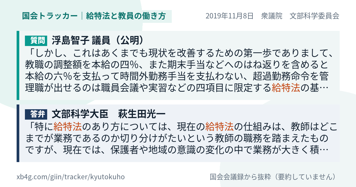 質問と答弁のカード