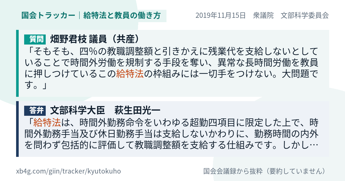 質問と答弁のカード