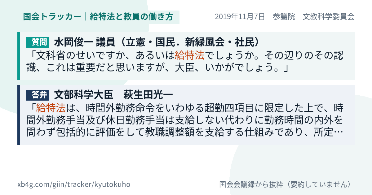 質問と答弁のカード