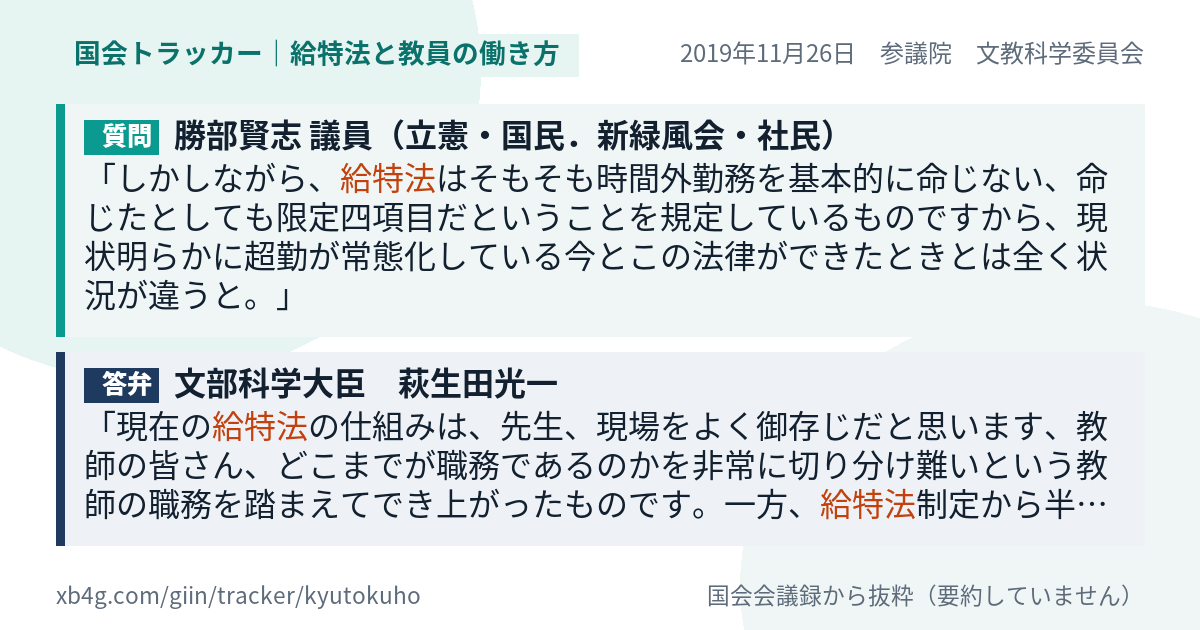 質問と答弁のカード