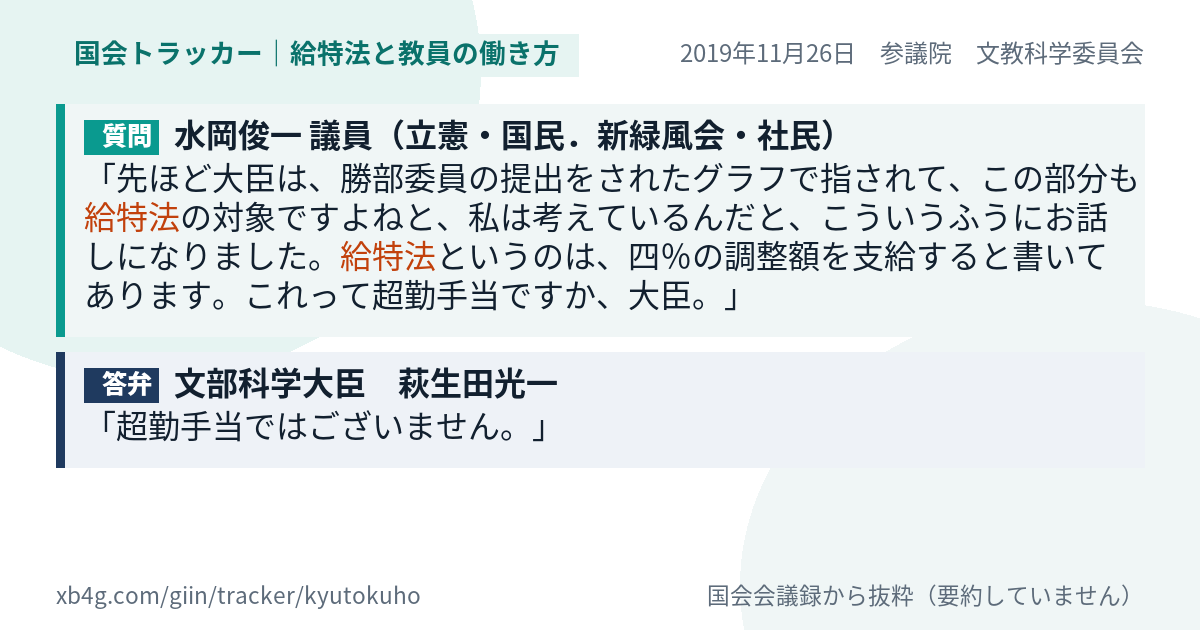 質問と答弁のカード