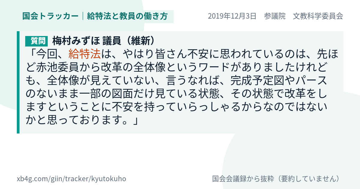 質問と答弁のカード