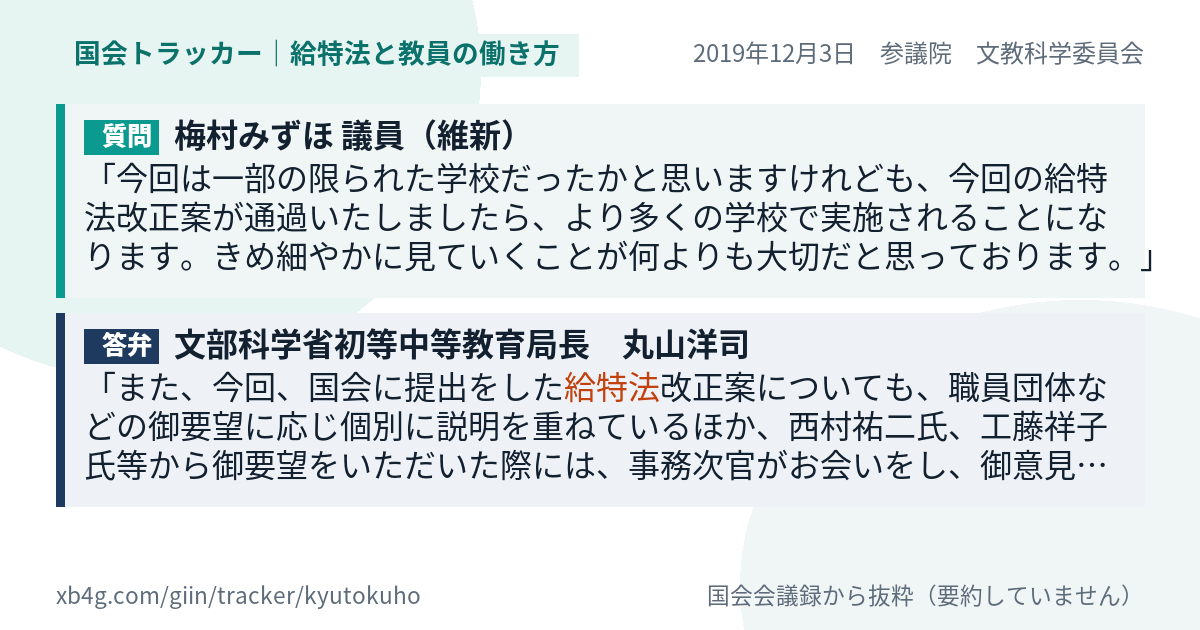 質問と答弁のカード