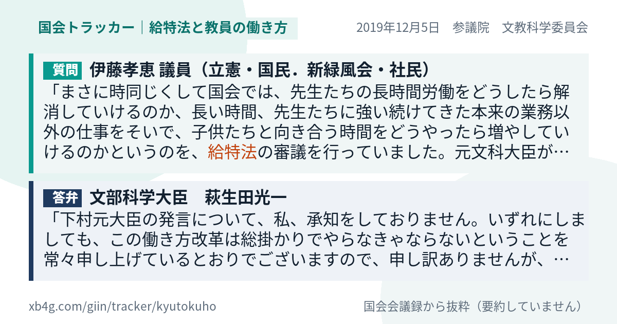 質問と答弁のカード