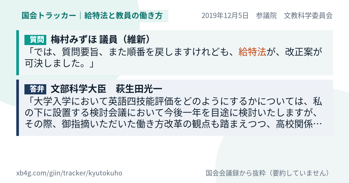 質問と答弁のカード
