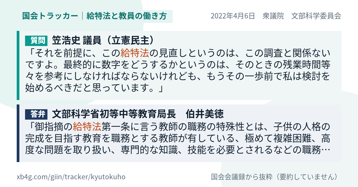 質問と答弁のカード