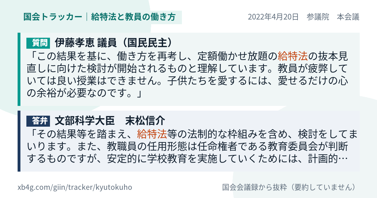 質問と答弁のカード
