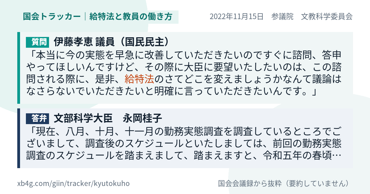 質問と答弁のカード