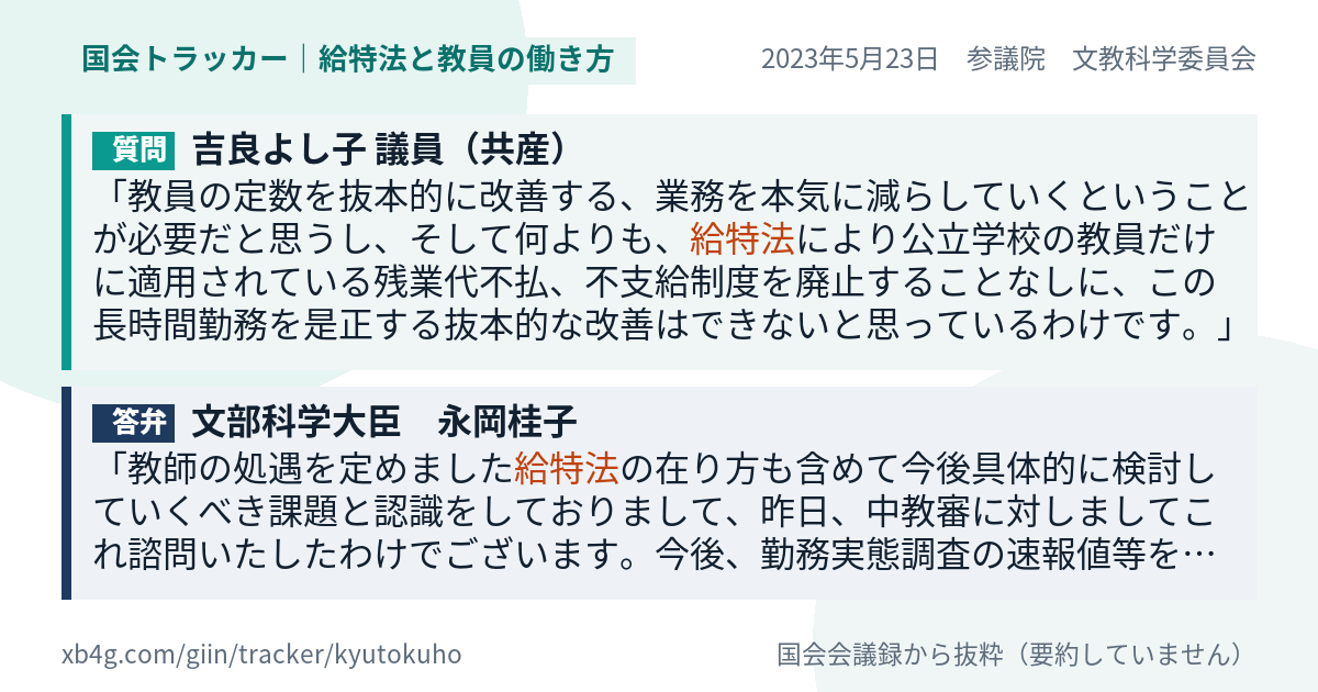 質問と答弁のカード