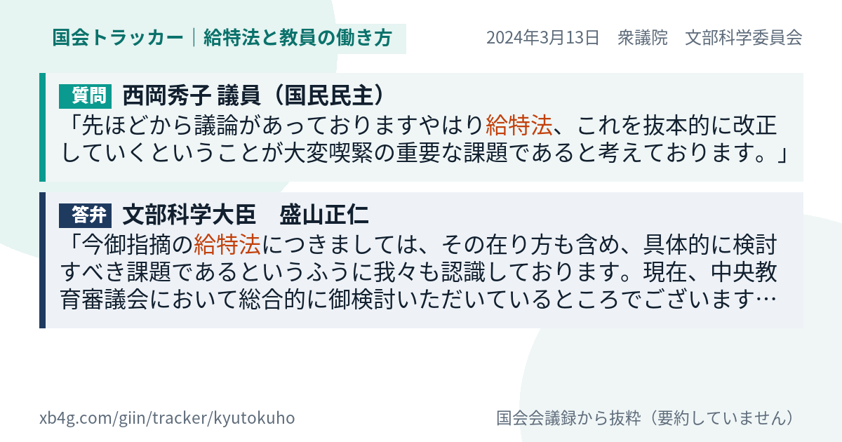 質問と答弁のカード