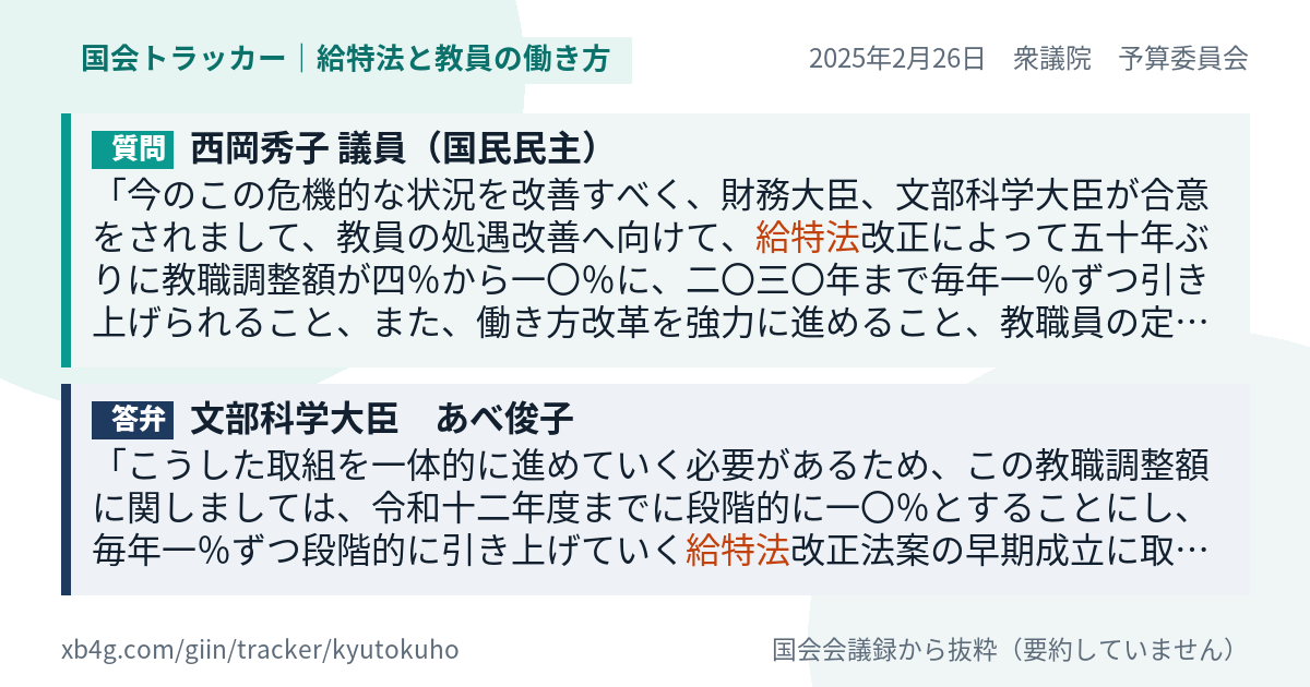 質問と答弁のカード