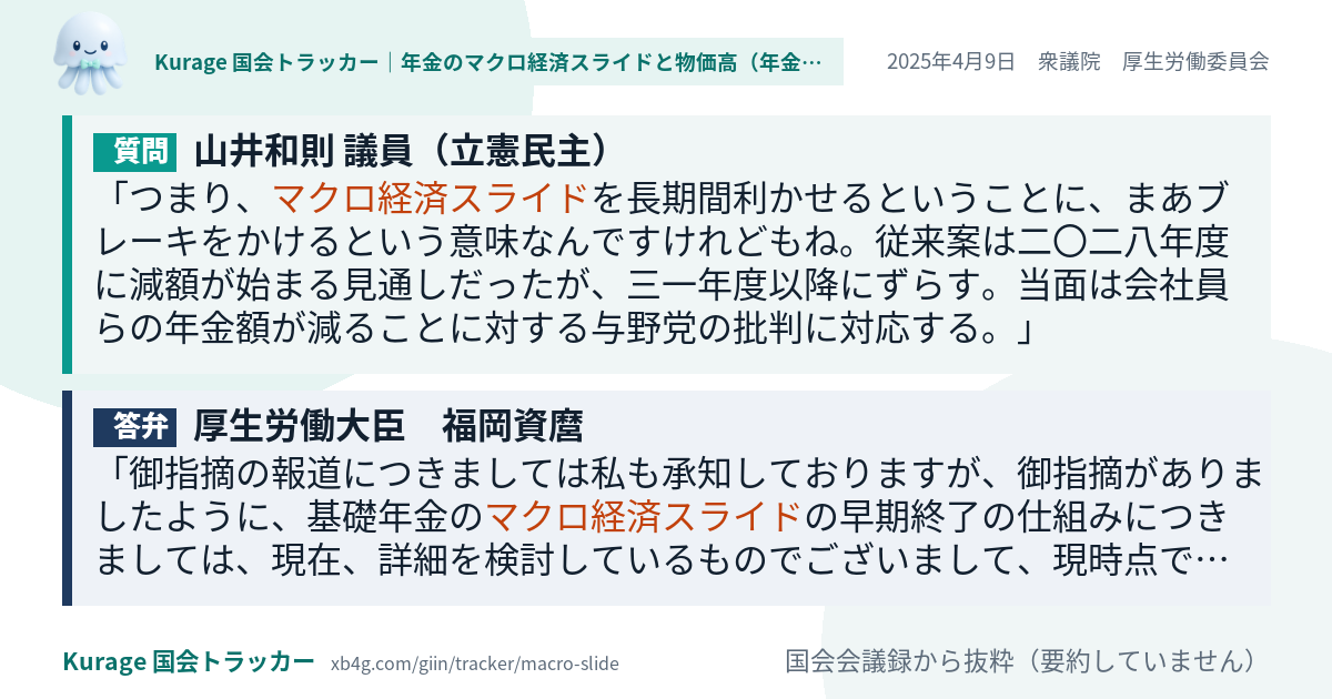 質問と答弁のカード