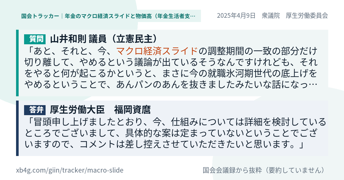質問と答弁のカード