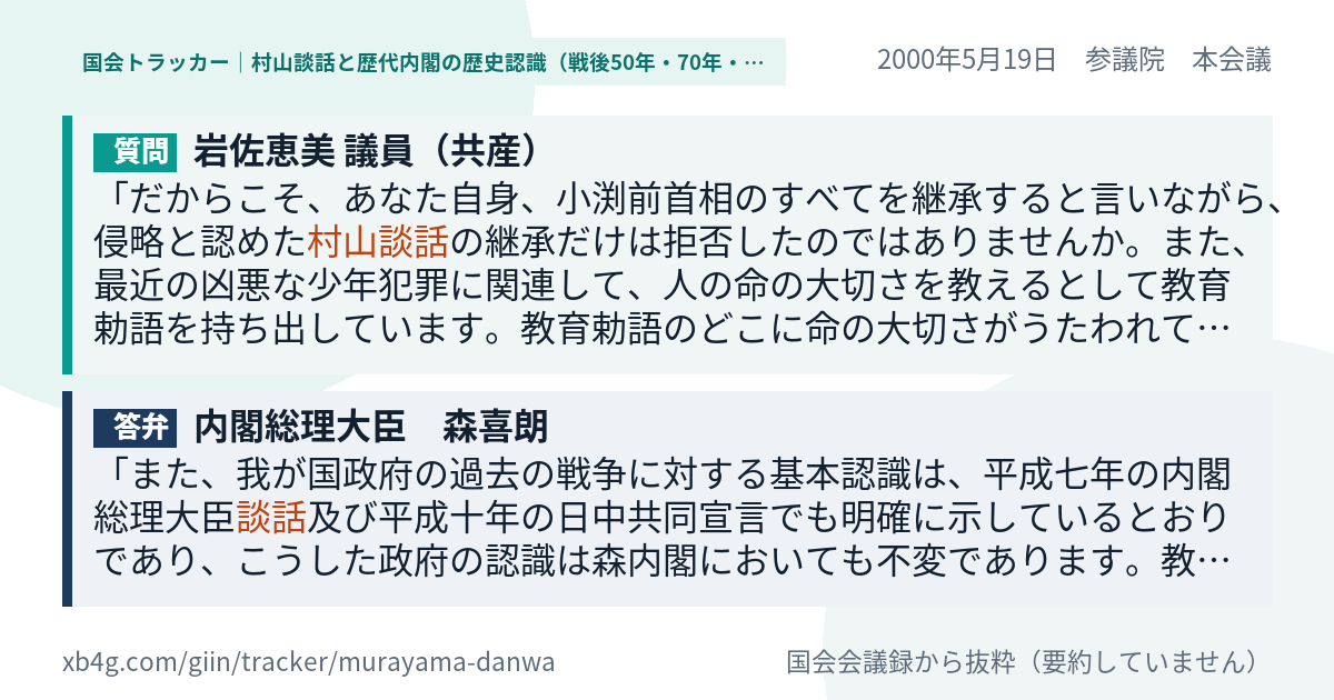 質問と答弁のカード