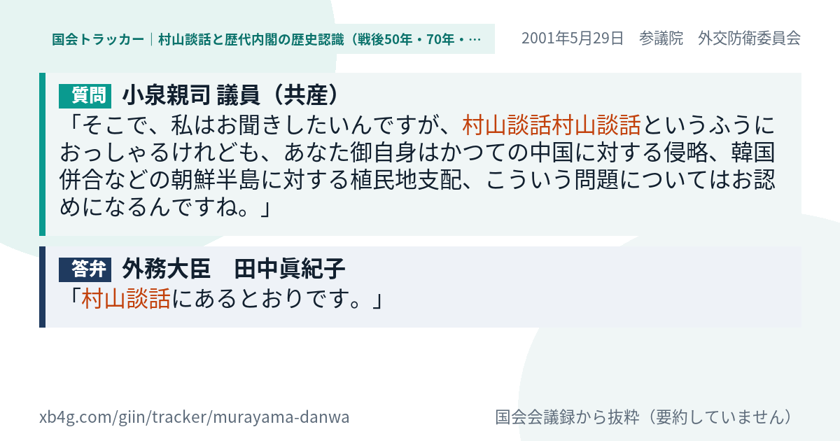 質問と答弁のカード