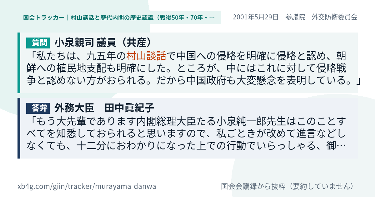 質問と答弁のカード