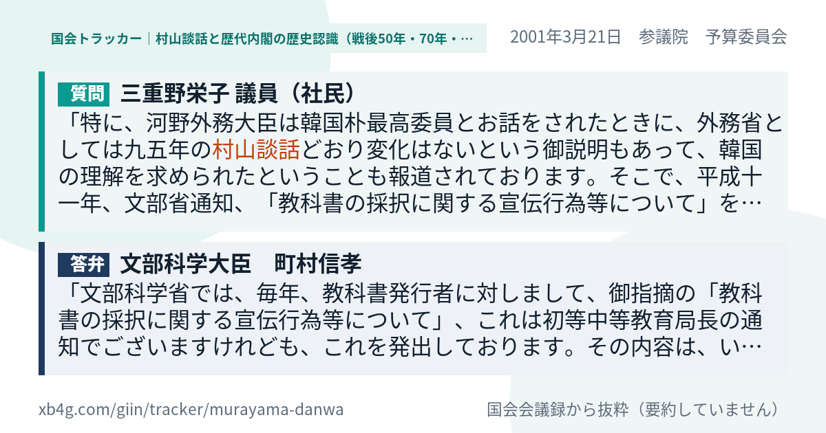質問と答弁のカード