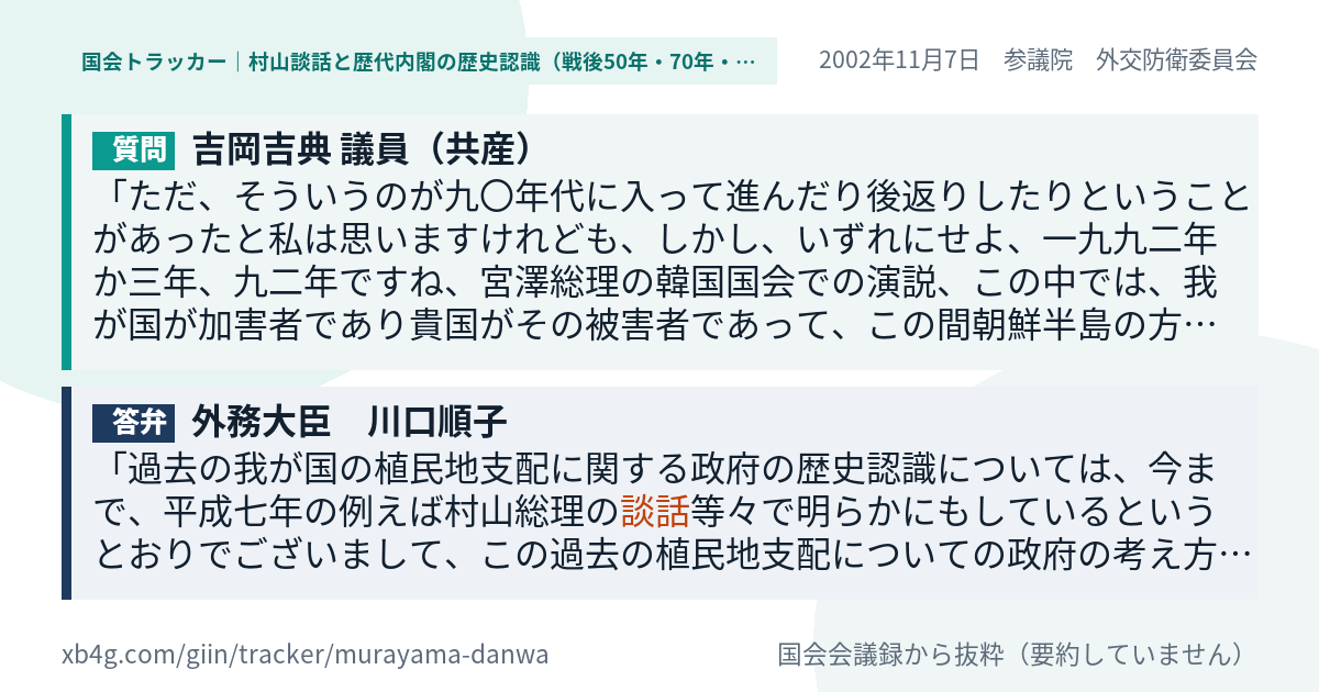 質問と答弁のカード