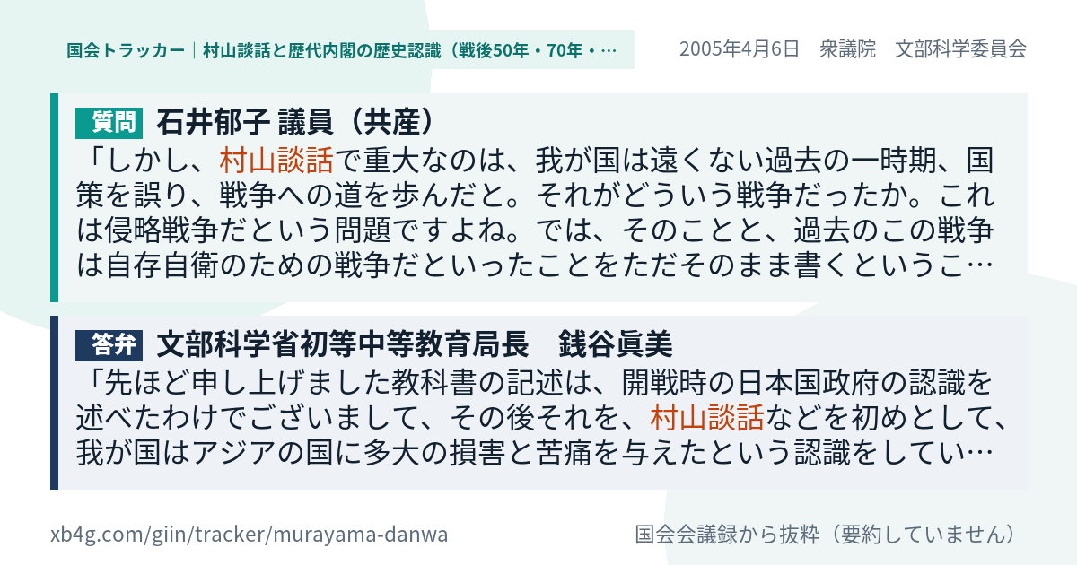 質問と答弁のカード