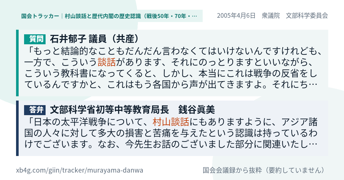 質問と答弁のカード