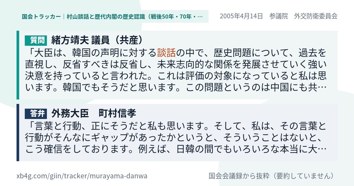 質問と答弁のカード