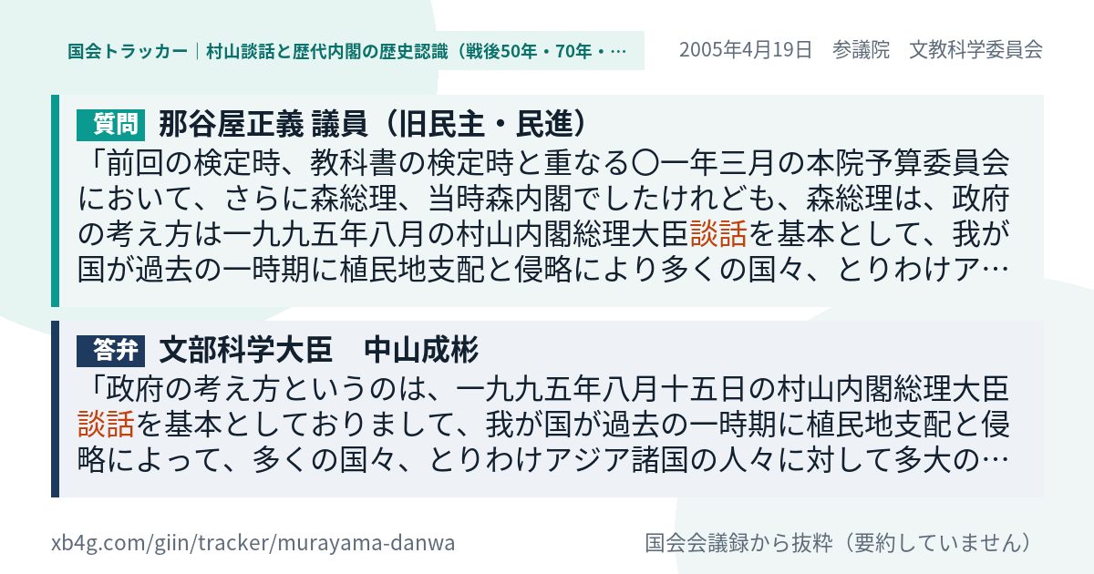 質問と答弁のカード