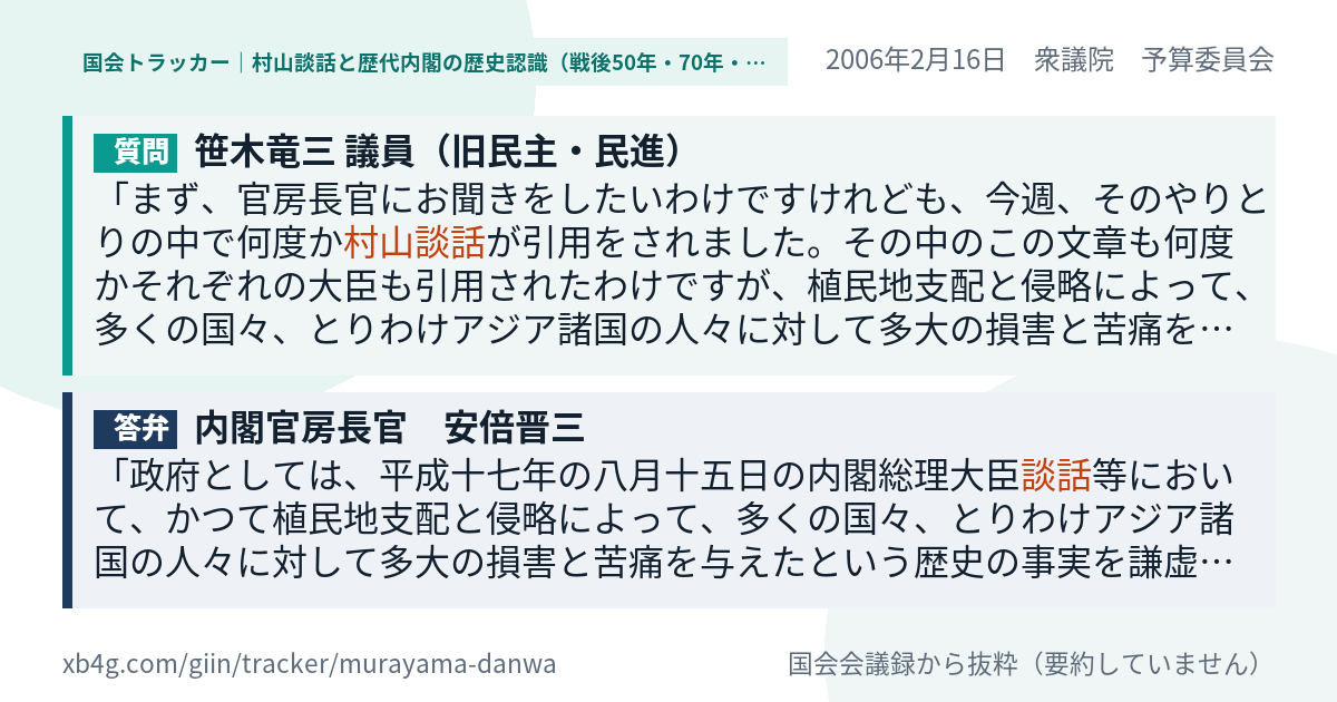 質問と答弁のカード